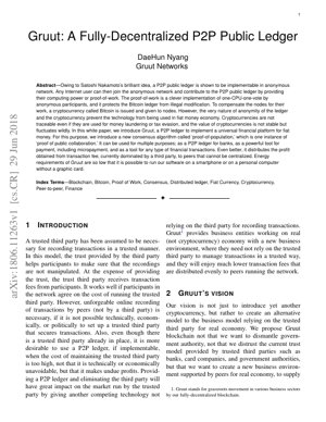 PDF Document Cover - Gruut: A Fully-Decentralized P2P Public Ledger for Fiat Currency