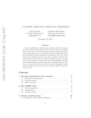 PDF Document Cover - TrueBit: A Scalable Verification Solution for Blockchains