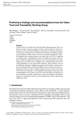 PDF Document Cover - Token Trust and Traceability in Distributed Computing: Findings and Recommendations
